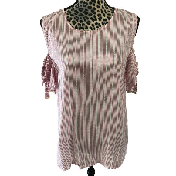 Michael Kors Top Blouse XXL  Cold Shoulder Summer Cold Shoulder Nautical Red - Picture 1 of 5